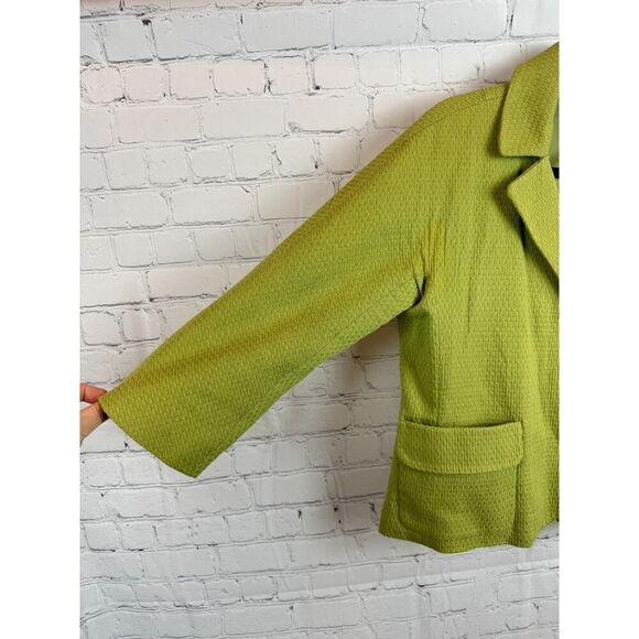 CHICO'S light green cotton blend 3/4 sleeve jacket blazer size 1 M - Picture 5 of 8